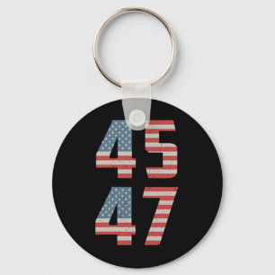 45 47 Trump Vintage Retro Usa Flag 2024 President  Keychain