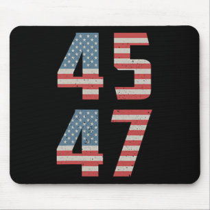 45 47 Trump Vintage Retro Usa Flag 2024 President  Mouse Pad