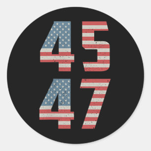 45 47 Trump Vintage Retro Usa Flag 2025 President  Classic Round Sticker