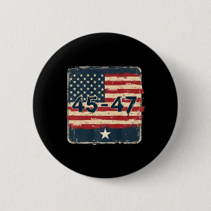 45 47 Trump Vintage Usa Flag  2 Inch Round Button