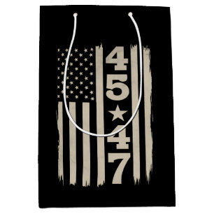 45 47 Trump Vintage USA Flag 47th President Medium Gift Bag