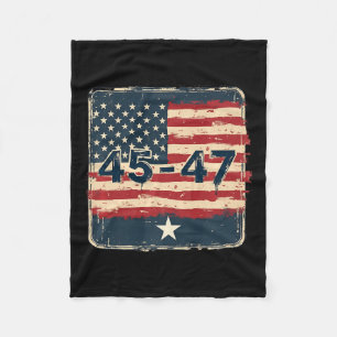 45 47 Trump Vintage Usa Flag Fleece Blanket