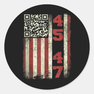 45 47 Trump Vintage Usa Flag Trump Qr Dancing Code Classic Round Sticker