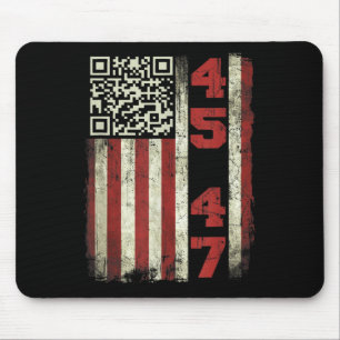 45 47 Trump Vintage Usa Flag Trump Qr Dancing Code Mouse Pad