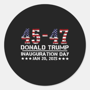 45 - 47 Usa Flag Trump Inauguration Day 2025 Vance Classic Round Sticker