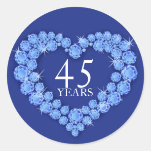 45 ans saphir coeur bleu & blanc autocollant
