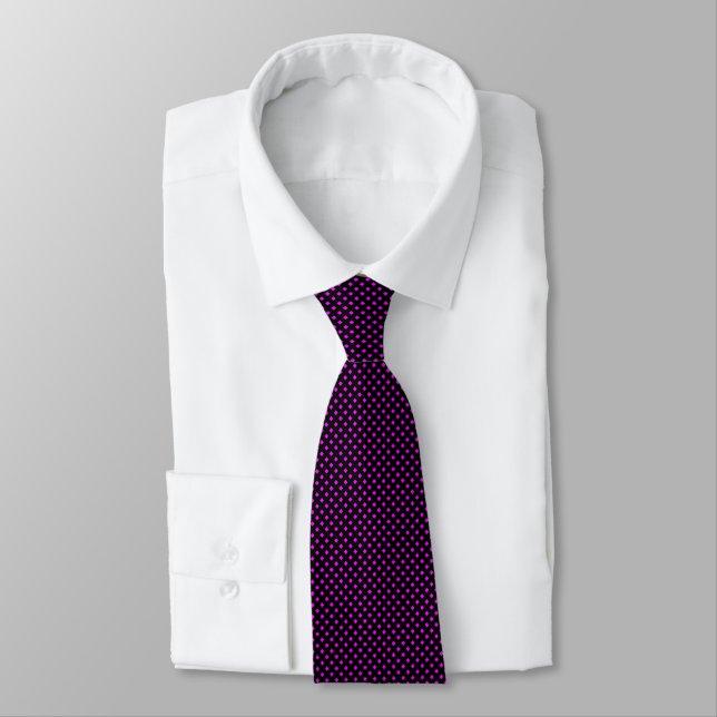 45 Deg Net Black and Magenta Tie (Tied)