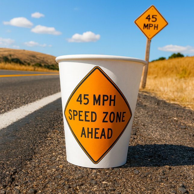 45 MPH Speed Zone Ahead Custom Traffic Sign Paper Cups (Creator Uploaded)
