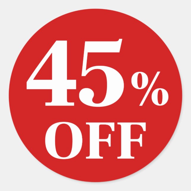 45% OFF Red Background Classic Round Sticker (Front)