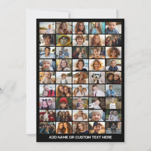 45 Photo Collage - Custom Text - Black and White Holiday Card