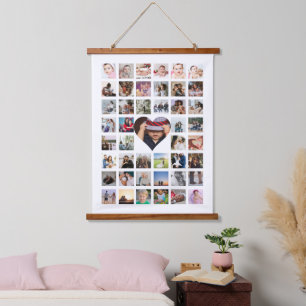 45 Photo Collage Personalized With Heart Hanging Tapestry