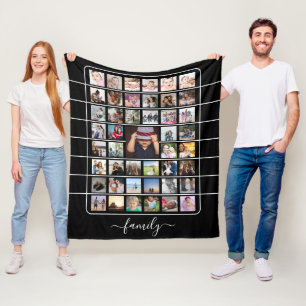 45 Photo Collage Unique Personalized DIY Custom Fleece Blanket