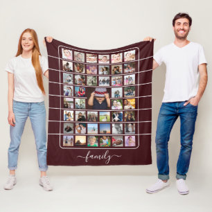 45 Photo Collage Unique Personalized DIY Custom Fleece Blanket