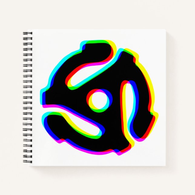 45 rpm Record Adapter Square Spiral Notebook (Front)