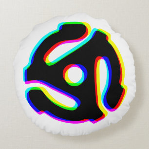 45 RPM Record Adapter with Glitch Effect Round Pillow