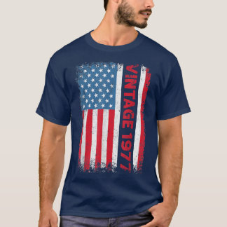 45 Year Old Gifts Vintage 1977 American Flag 45th  T-Shirt
