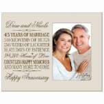 45 Years of Marriage Ivory Wooden Picture Frame<br><div class="desc">This stunning personalized photo frame is the perfect keepsake to commemorate a couple's 45th wedding anniversary. Laser engraved with the happy couple's names,  this beautiful frame is suitable to hang on a wall or on a tabletop.</div>