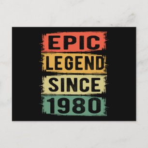 45 Years Old Bday 1980 Epic Legend 45th Birthday Postcard
