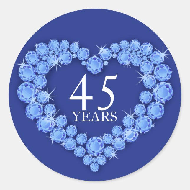 45 years sapphire heart blue & white sticker (Front)