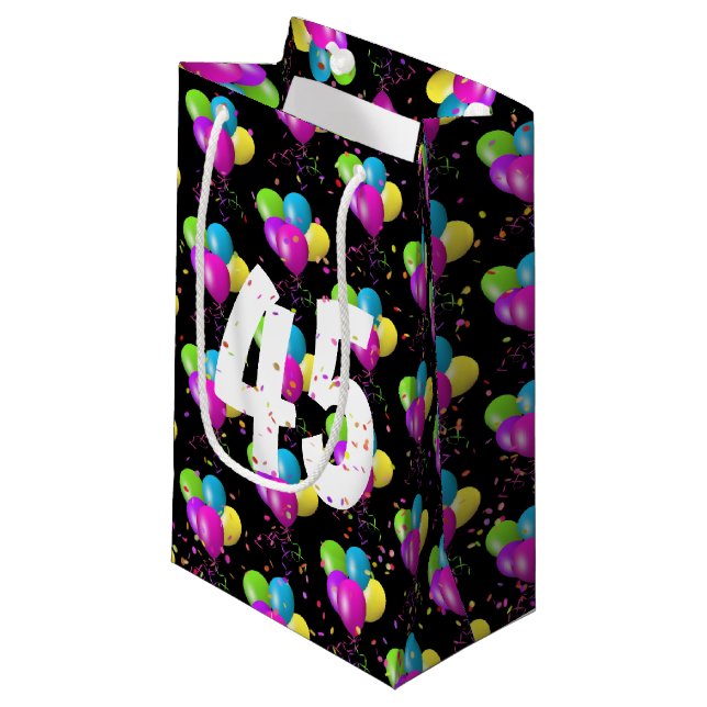 45e Anniversaire Ballons et Petit Sac Cadeau Confe (Devant Angle)