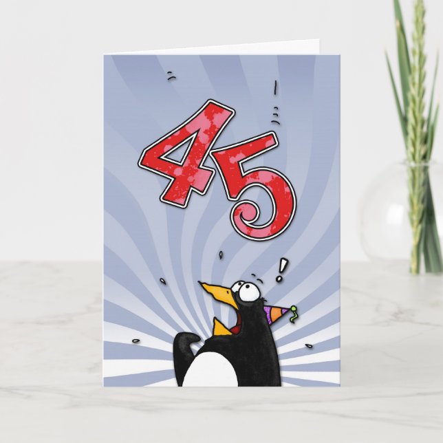 45e anniversaire - Carte de surprise de pingouin (Devant)