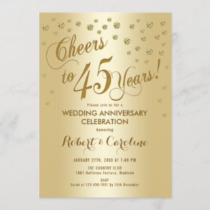 45e anniversaire de l'Mariage Invitation en or