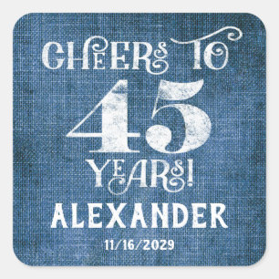 45e anniversaire Stickers Merci de lin bleu Favor