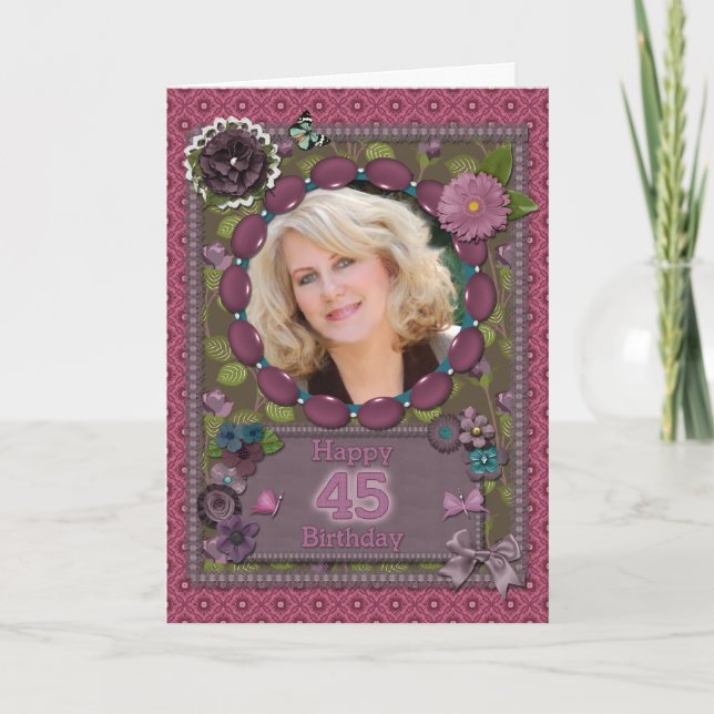 45ème Carte photo pour un anniversaire (Devant)