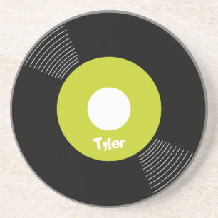 45s Record Coaster (Lime) CUSTOMIZABLE