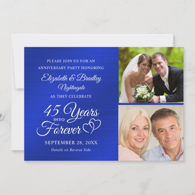 45th 65th Anniversary Hearts YEARS INTO FOREVER Invitation (Front)