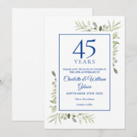 45th 65th Anniversary Save the Date Greenery