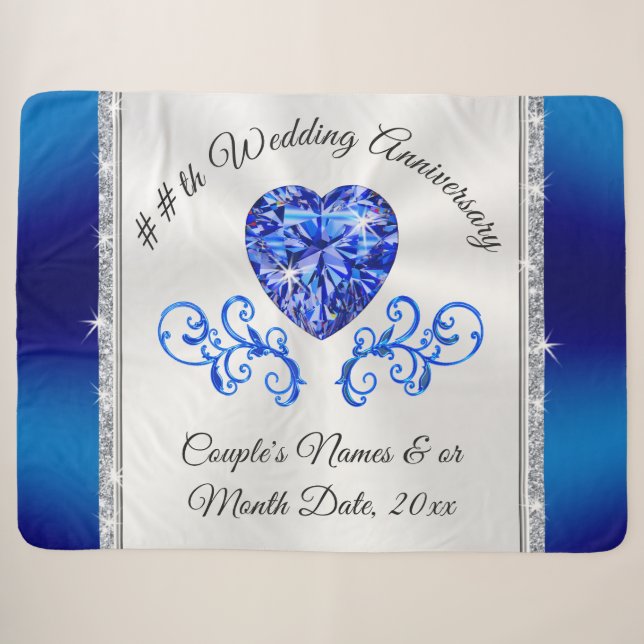 45th, 65th Personalized Wedding Anniversary Gifts Sherpa Blanket (Front (Horizontal))