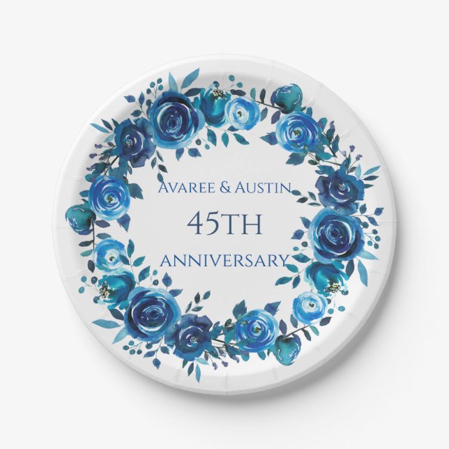 45th/65th  Sapphire Anniversary Paper Plate (Front)