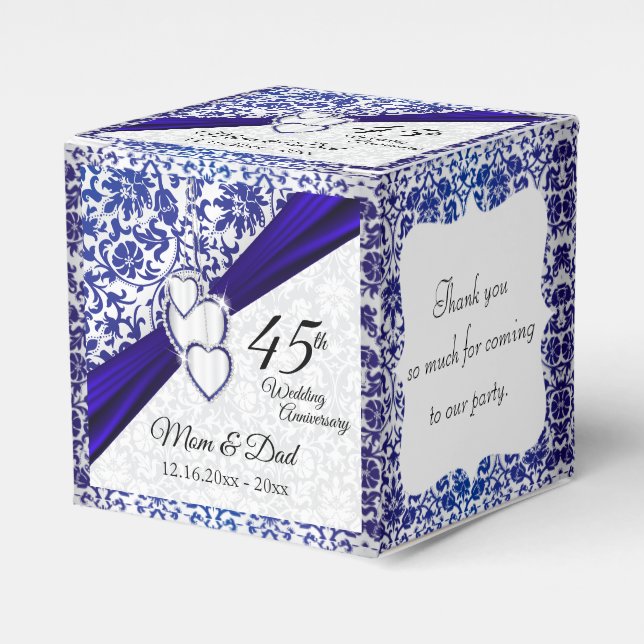 45th / 65th Sapphire Blue Anniversary Design Favor Box (Front Side)