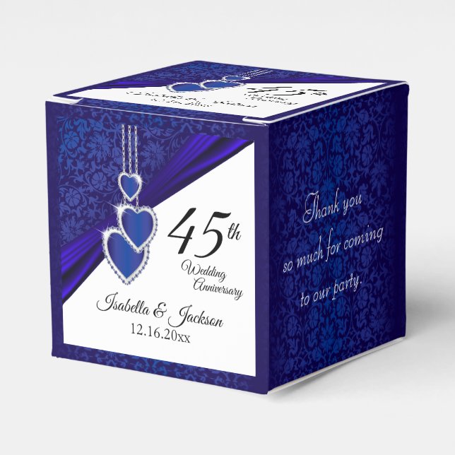 45th / 65th Sapphire Wedding Anniversary Design Favor Box (Front Side)