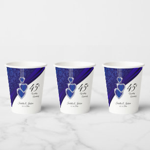45th / 65th Sapphire Wedding Anniversary  Paper Cups