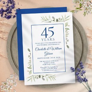 45th 65th Wedding Anniversary Watercolor Greenery Invitation