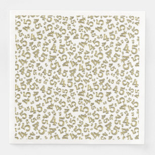 45th Age Random Number Pattern Gold/White Napkin