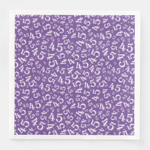 45th Age Random Number Pattern Purple/White Napkin