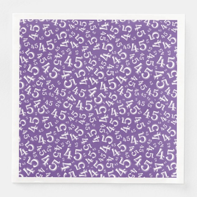 45th Age Random Number Pattern Purple/White Napkin (Front)