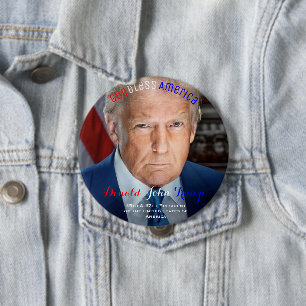 45th and 47th President of the US Donald Trump 4 Inch Round Button