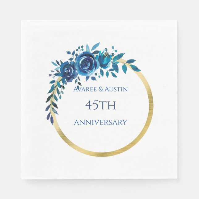 45th and 65th Sapphire Anniversary Paper  Napkin (Front)