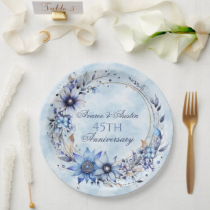 45th and 65th Sapphire Anniversary Paper Paper Plate