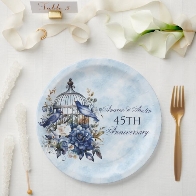 45th and 65th Sapphire Anniversary Paper Plate (Wedding)