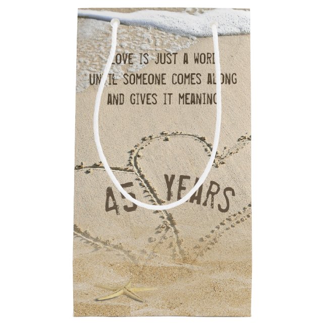 45th Anniversary Beach Hearts and Starfish Small Gift Bag (Front)