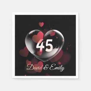 45th Anniversary Heart Bubble With Red Hearts Napkin