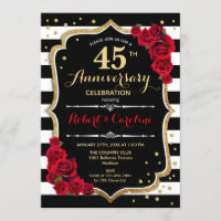 45th Anniversary Invitation - Red Gold Black White