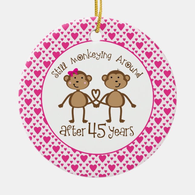 45th Anniversary Monkey Love Ornament (Front)