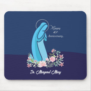 45th Anniversary of Religious Life Nun Pink Flower Mouse Pad