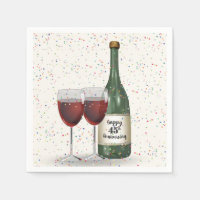 45th Anniversary Party Wine Bottle and Two Glasses